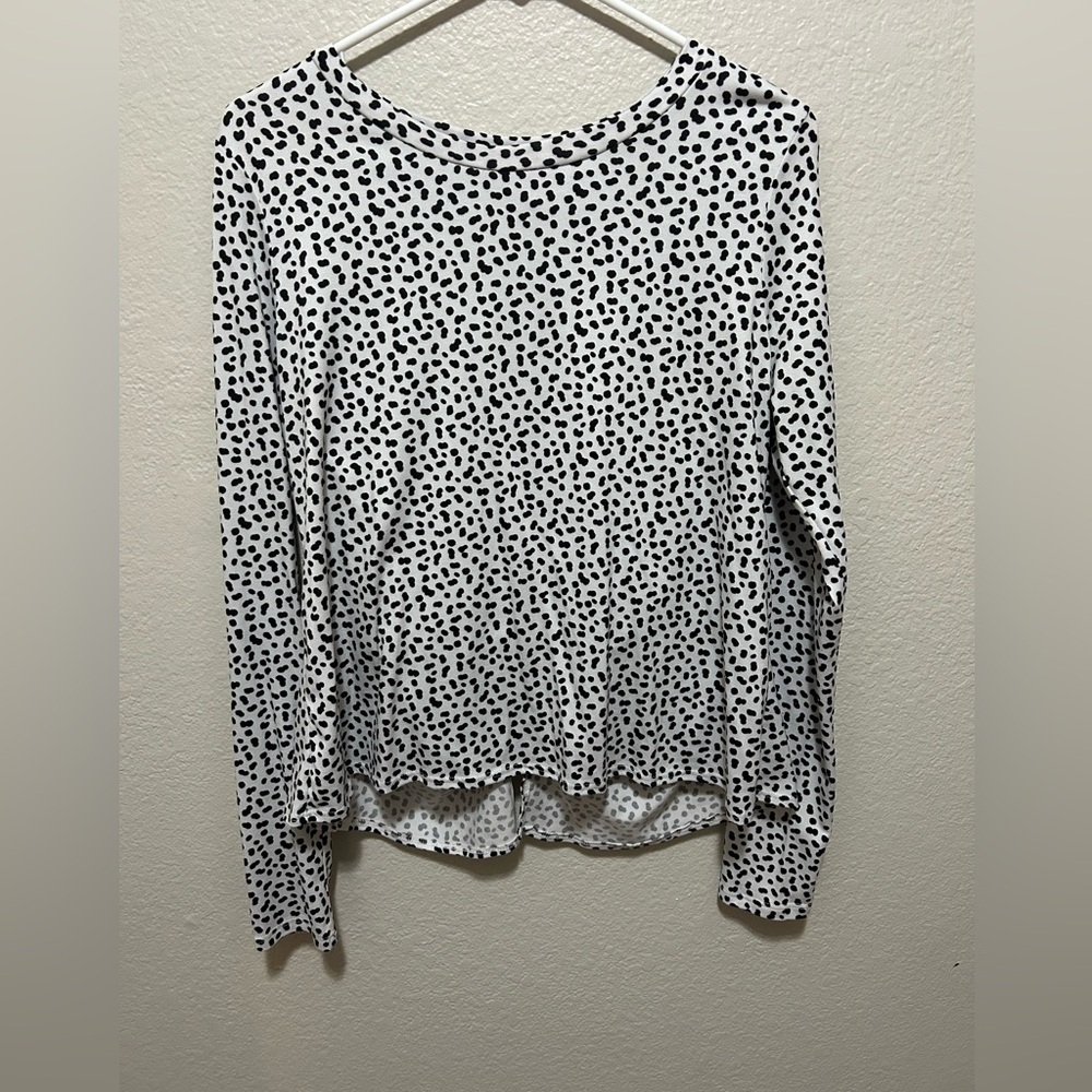 AS Revival Dalmatian Print Open Back Long Sleeve Top Size Medium Polka Dots